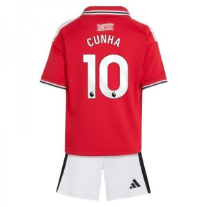 Detské Futbalový Dres Manchester United Domáci 2026/27 Matheus Cunha 10 Komplet