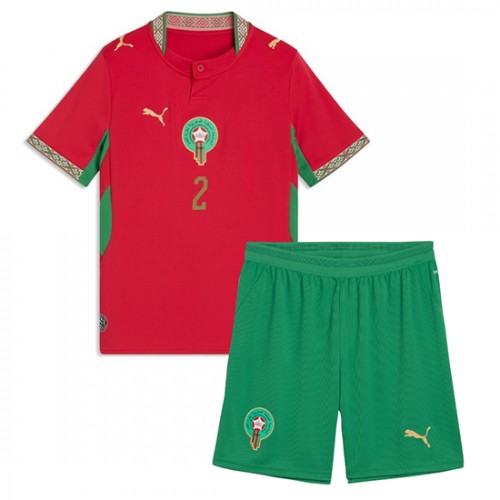Futbalový dres Maroko Domáci MS 2026 Achraf Hakimi #2 Detský Komplet 2 Futbalový dres Maroko Domáci MS 2026 Achraf Hakimi #2 Detský Komplet