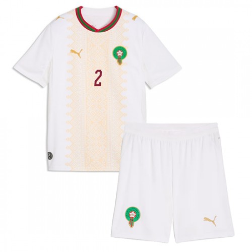 Futbalový dres Maroko Vonkajší MS 2026 Achraf Hakimi #2 Detský Komplet 2 Futbalový dres Maroko Vonkajší MS 2026 Achraf Hakimi #2 Detský Komplet