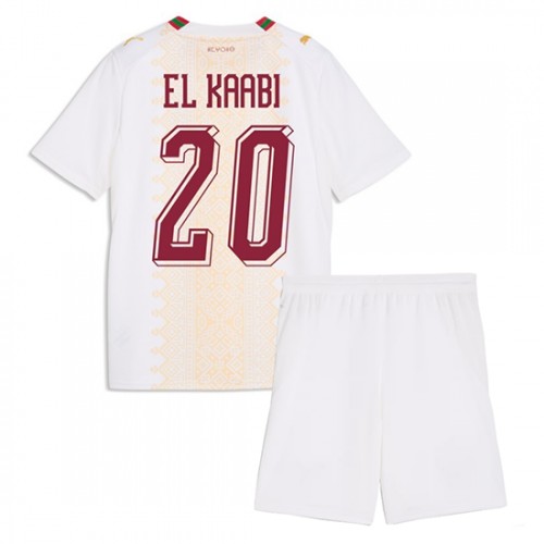 Futbalový dres Maroko Vonkajší MS 2026 Ayoub El Kaabi #20 Detský Komplet 1 Futbalový dres Maroko Vonkajší MS 2026 Ayoub El Kaabi #20 Detský Komplet