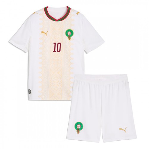Futbalový dres Maroko Vonkajší MS 2026 Brahim Diaz #10 Detský Komplet 2 Futbalový dres Maroko Vonkajší MS 2026 Brahim Diaz #10 Detský Komplet