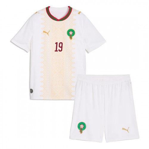 Futbalový dres Maroko Vonkajší MS 2026 Youssef En-Nesyri #19 Detský Komplet 2 Futbalový dres Maroko Vonkajší MS 2026 Youssef En-Nesyri #19 Detský Komplet