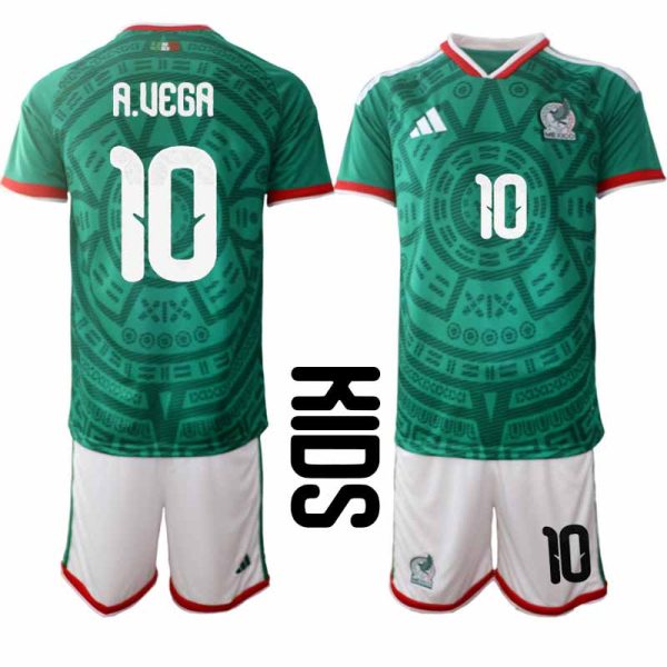 Detský dres Mexiko Domáci MS 2026 Šortky– Alexis Vega #10 Kinder Mexico Thuis WK 2026 Shortjes– Alexis Vega #10