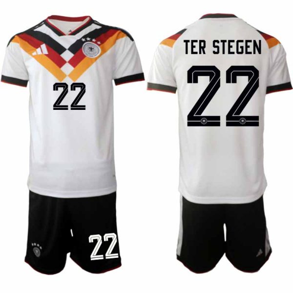 Pánsky futbalový komplet Nemecko Domáci MS 2026 – Marc-André ter Stegen #22 Herrenkleidung Fußballkit Deutschland Heim-WM 2026 – Marc-André ter Stegen #22