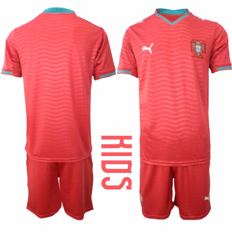 Fußballtrikots Portugal Heim-WM 2026 – Kindertrikot + Shorts 2 Futbalový dresy Portugalsko Domáci MS 2026 – Detský dresy + Šortky – Bild 2