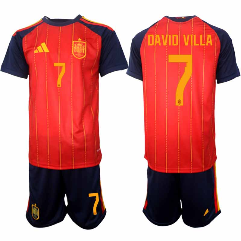 Fußballset Spanien Heim-WM 2026 – David Villa #7 Herren-Trikots + Shorts 2 Futbalový set Španielsko Domáci MS 2026 – David Villa #7 Pánsky dresy + Šortky – Bild 2