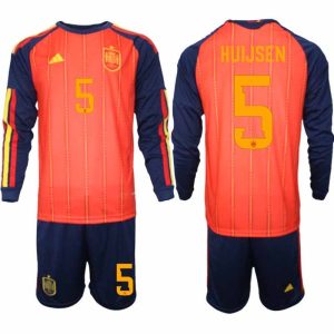 Fußballset Spanien Heim-EM 2026 – Dean Huijsen #5 Herrliches Langarm-Trikots + Shorts