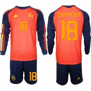Fußball-Set Spanien Heim-WM 2026 – Mikel Zubimendi #18 Herren Langarm-Trikots + Shorts