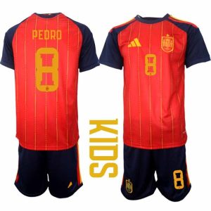 Futbalový dres Španielsko Domáci Komplet MS 2026 – Pedro #8 Detský dresy + Šortky
