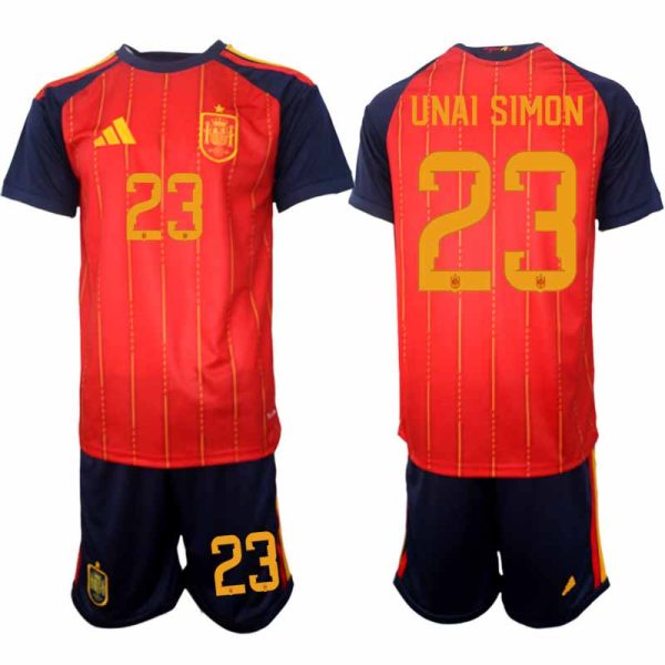 Fußballset Spanien Heim-WM 2026 – Unai Simón #23 Herren-Trikots + Shorts 1 Futbolový set Spanien Domácí MS 2026 – Unai Simón #23 Pánske dresy + Šortky