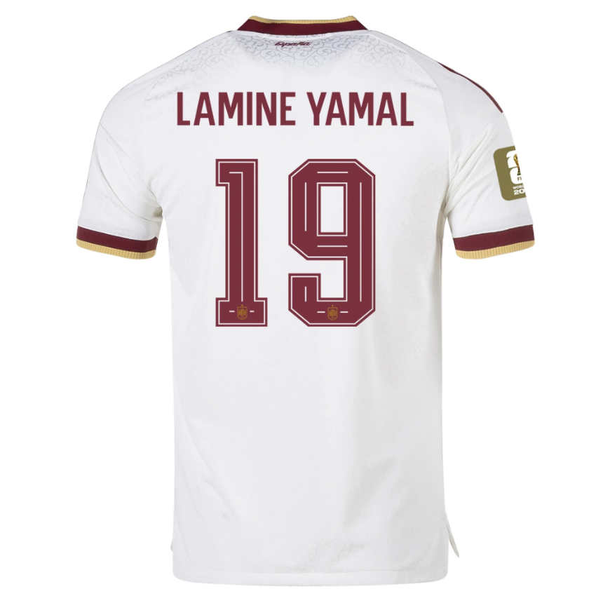Pánsky Futbalový Dres Španielsko Preč MS 2026 Lamine Yamal 19 s MS-Patch 1 Pánsky Futbalový Dres Španielsko Preč MS 2026 Lamine Yamal 19 s MS-Patch