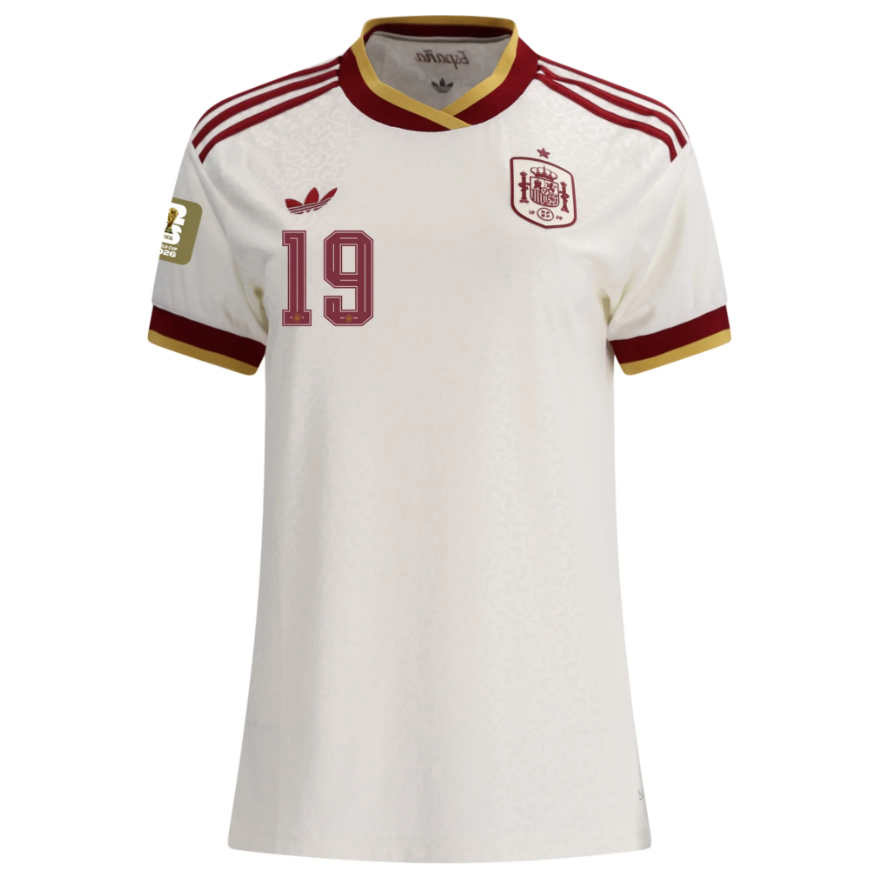 Ženy Futbalový Dres Španielsko Preč MS 2026 Lamine Yamal 19 s MS-Patch 2 Ženy Futbalový Dres Španielsko Preč MS 2026 Lamine Yamal 19 s MS-Patch – Obrázok 2
