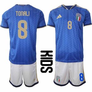Fußballtrikots Italien WM 2026 Kinder Sandro Tonali #8 Heimset